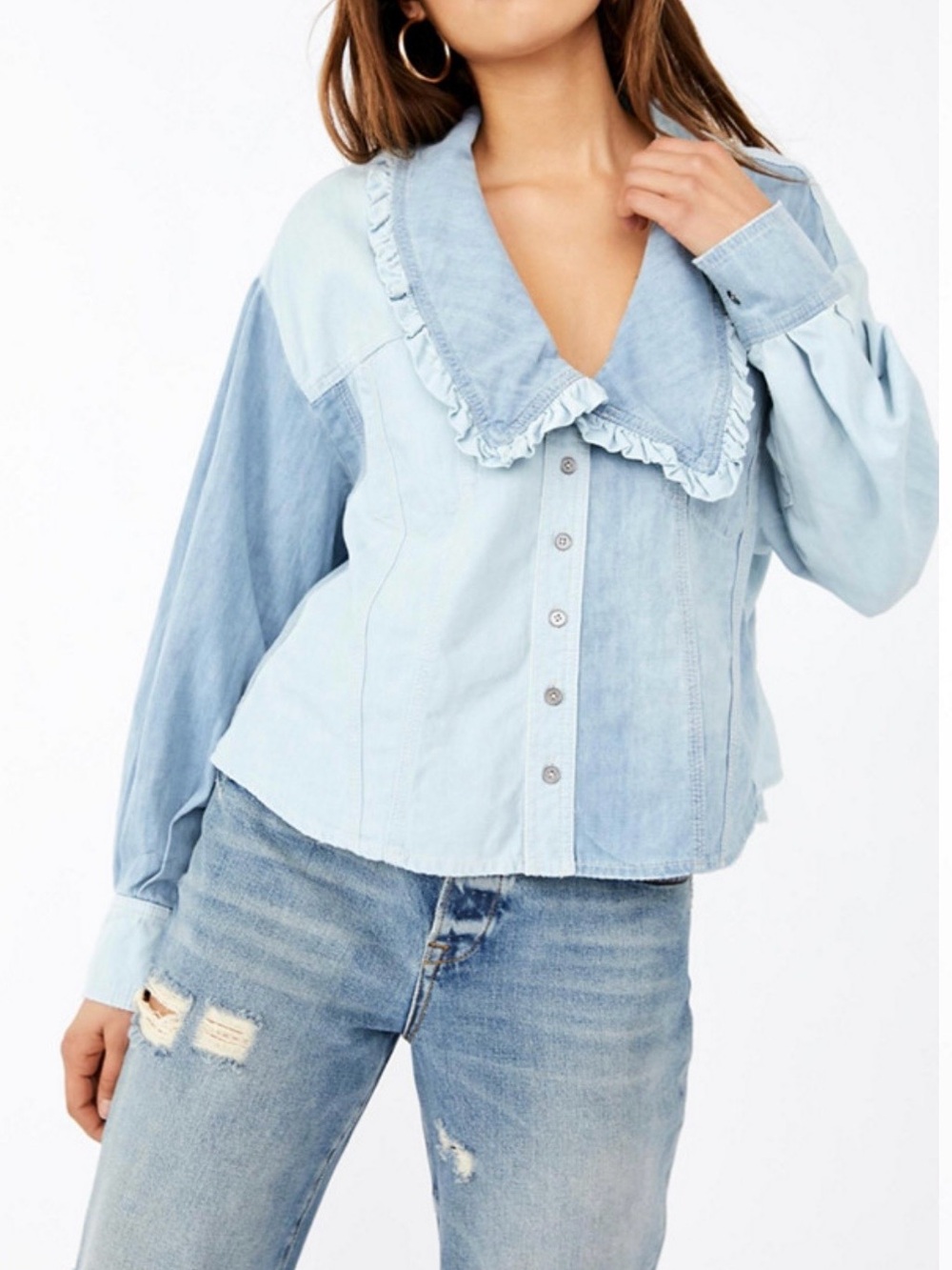 Free People Daisy Baby Buttondown Denim XS
